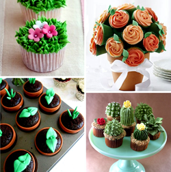 Flower cupcakes, plant cupcakes, bouquet cupcakes, succulent cupcakes--so many possibilities!